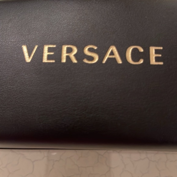 Versace Sunglasses Eyeglasses Leather Hard Case with Cleaning Cloth - Picture 2 of 7